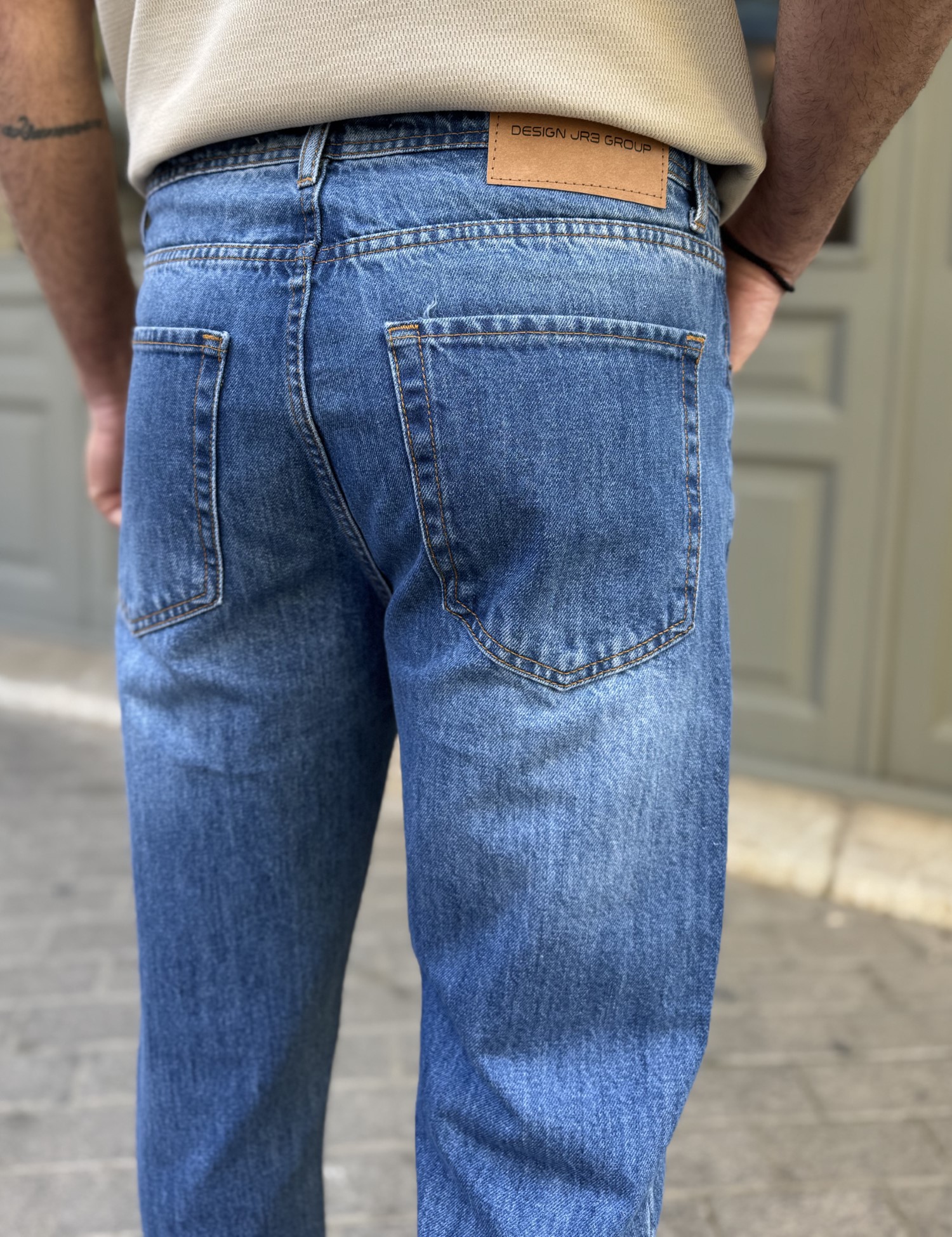 Ανδρικό μπλε με σκισίματα σταθερό Loose Jean πεντάτσεπο με κουμπιά BF3026 φωτογραφία